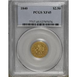 1840 $2 1/2 XF45 PCGS