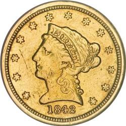 1842-D $2 1/2--Reverse Scratched, Improperly