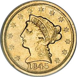 1845-D $2 1/2 AU50 NGC