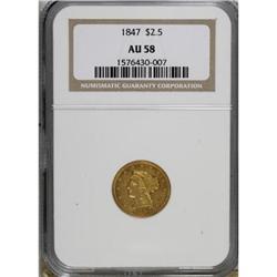 1847 $2 1/2 AU58 NGC