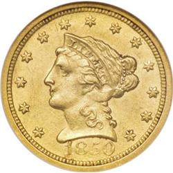 1850-O $2 1/2 AU58 NGC