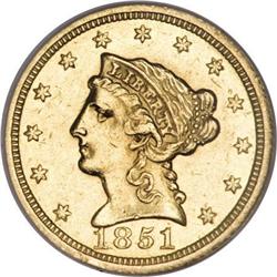 1851-C $2 1/2 AU58 NGC