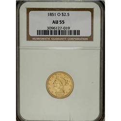 1851-O $2 1/2 AU55 NGC