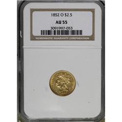 1852-O $2 1/2 AU55 NGC