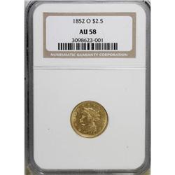 1852-O $2 1/2 AU58 NGC