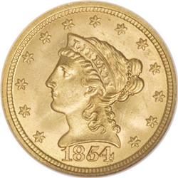 1854 $2 1/2 MS65 NGC. CAC