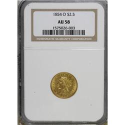 1854-O $2 1/2 AU58 NGC