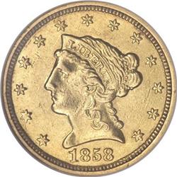 1858-C $2 1/2 AU55 NGC