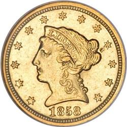 1858-C $2 1/2 MS60 NGC