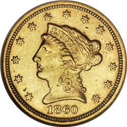 1860-C $2 1/2 AU58 NGC