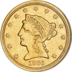1866 $2 1/2 AU58 NGC