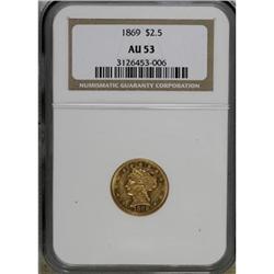 1869 $2 1/2 AU53 NGC