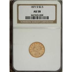 1871-S $2 1/2 AU58 NGC