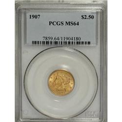 1907 $2 1/2 MS64 PCGS