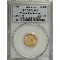 1907 $2 1/2--Minor Lamination--MS64 PCGS