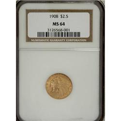1908 $2 1/2 MS64 NGC