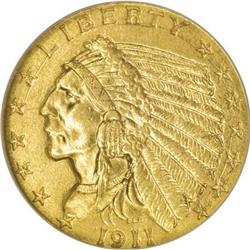 1911-D $2 1/2 --Cleaned--NCS. AU50 Details