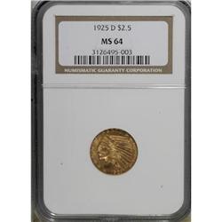 1925-D $2 1/2 MS64 NGC