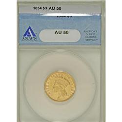 1854 $3 AU50 ANACS