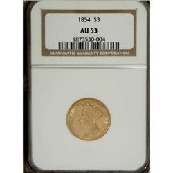 1854 $3 AU53 NGC