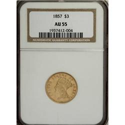 1857 $3 AU55 NGC