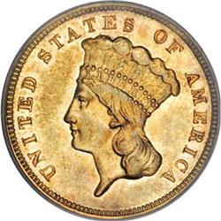 1860-S $3 AU53 PCGS