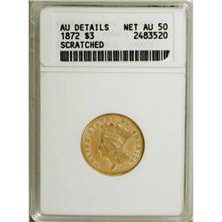 1872 $3 AU50 Details ANACS