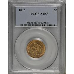 1878 $3 AU58 PCGS