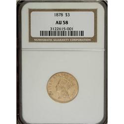 1878 $3 AU58 NGC