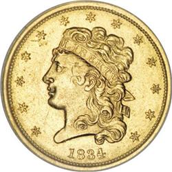 1834 $5 Plain 4 MS61 NGC