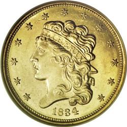 1834 $5 Plain 4 MS62 NGC