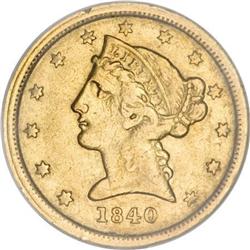 1840-C $5 XF40 NGC
