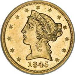 1845 $5 MS63 NGC