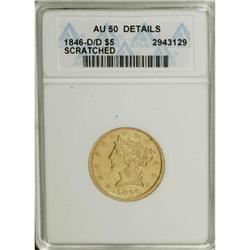1846-D/D $5 AU50 Details ANACS
