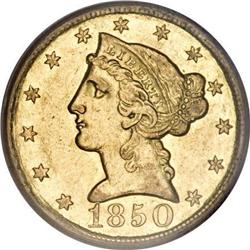 1850-D $5 AU50 PCGS