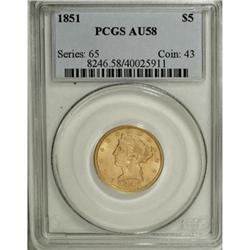 1851 $5 AU58 PCGS
