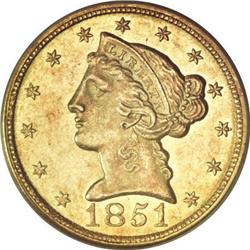 1851-C $5--Reverse Scratched, Reverse Rim