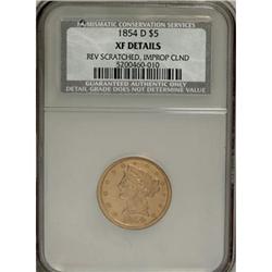 1854-D $5 XF Details NCS