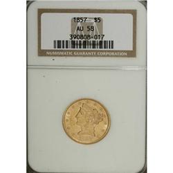 1857 $5 AU58 NGC
