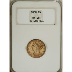 1860 $5 XF40 NGC