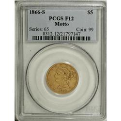 1866-S $5 Motto Fine 12 PCGS