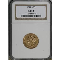 1877-S $5 AU53 NGC