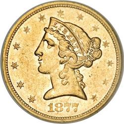 1877-S $5 AU58 NGC