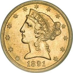 1891-CC $5 MS64 PCGS