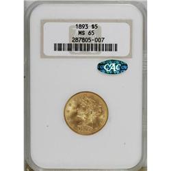 1893 $5 MS65 NGC