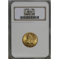 1905 $5 MS64 NGC