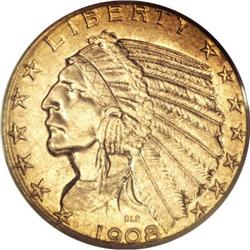 1908-D $5 MS63 PCGS