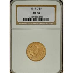 1911-D $5 AU50 NGC
