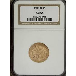 1911-D $5 AU55 NGC