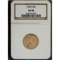 1916-S $5 AU58 NGC